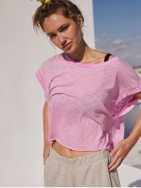 FP Movement by Free People My Time tee Pink Crop boxy size medium